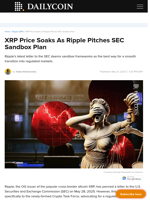 XRP Price Soaks As Ripple Pitches SEC Sandbox Plan - DailyCoin