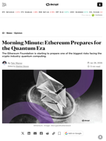 Morning Minute: Ethereum Prepares for the Quantum Era - Decrypt