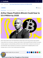 Arthur Hayes Predicts Bitcoin Could Soar to $3.4 Million by 2028