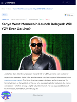 Kanye West Memecoin Launch Delayed: Will YZY Ever Go Live?