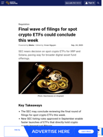 Final wave of filings for spot crypto ETFs could conclude this week