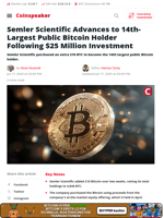 Semler Scientific Advances to 14th-Largest Public Bitcoin Holder Following $25 Million Investment - Coinspeaker