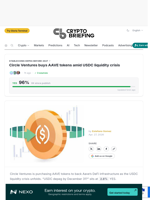 Circle Ventures buys AAVE tokens amid USDC liquidity crisis