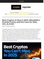 Best Cryptos to Buy in 2025: BlockDAG’s Presale Frenzy and the Case for ADA, SOL & AVAX