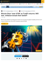 TradFi Is Buying Bitcoin Again, But War, Inflation May Unravel The Rally