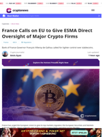 France Calls on EU to Give ESMA Direct Oversight of Major Crypto Firms