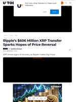 Ripple’s $606 Million XRP Transfer Sparks Hopes of Price Reversal - U.Today