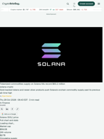 Tokenized commodities supply on Solana hits record $63.2 million