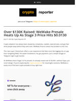 Over $130K Raised: WeWake Presale Heats Up As Stage 3 Price Hits $0.0130