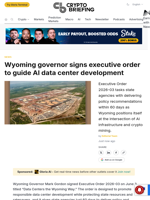 Wyoming governor signs executive order to guide AI data center development