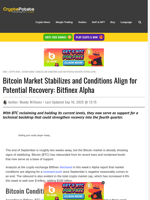 Bitcoin Market Stabilizes and Conditions Align for Potential Recovery: Bitfinex Alpha