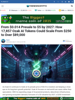 From $0.014 Presale to $5 by 2027: How 17,857 Ozak AI Tokens Could Scale From $250 to Over $89,000