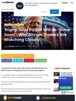 Trump Hints Powell Exit, Bitcoin Traders Watch