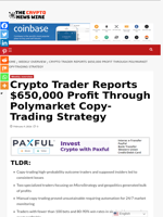 Crypto Trader Reports $650,000 Profit Through Polymarket Copy-Trading Strategy - The Crypto News Wire