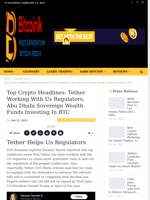 Top Crypto Headlines: Tether Working With Us Regulators, Abu Dhabi Sovereign Wealth Funds Investing In BTC - Bitcoinik