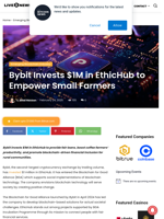 Bybit Invests $1M in EthicHub to Empower Small Farmers | Live Bitcoin News