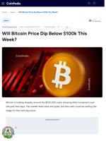 Will Bitcoin Price Dip Below $100k This Week?