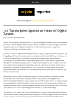 Joe Tuccio Joins Spotex as Head of Digital Assets