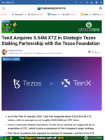 TenX Acquires 5.54M XTZ in Strategic Tezos Staking Partnership with the Tezos Foundation - TheNewsCrypto