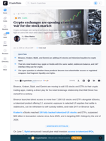 Crypto exchanges are opening a two-front war for the stock market
