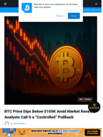 BTC Price Dips Below $105K Amid Market Reset, Analysts Call It a “Controlled” Pullback | Bitcoinist.com
