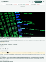 Indodax suspends deposits and withdrawals amid cyberattack attempts