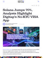 Solana Jumps 70%, Analysts Highlight Digitap’s No-KYC VISA App