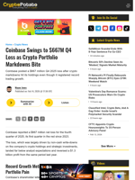 Coinbase Swings to $667M Q4 Loss as Crypto Portfolio Markdowns Bite