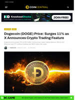 Dogecoin (DOGE) Price: Surges 11% as X Announces Crypto Trading Feature - CoinCentral