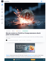 Bitcoin rockets to $70,000 as Trump announces shock pause on Iran strikes | CryptoSlate