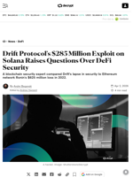 Drift Protocol's $285 Million Exploit on Solana Raises Questions Over DeFi Security - Decrypt