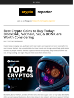 Best Crypto Coins to Buy Today: BlockDAG, VeChain, Sei, BONK Updates