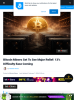 Bitcoin Miners Set For Major Relief: Difficulty To Ease 13%
