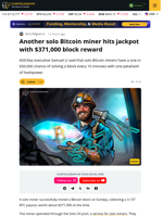 Solo Bitcoin Miner Wins $371K Reward After Mining Block 910,440