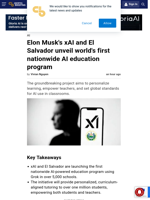 Elon Musk's xAI and El Salvador unveil world's first nationwide AI education program