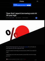 ‘Dear God’: Japan’s borrowing costs hit 30-year high | Protos