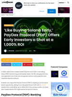 ‘Like Buying Solana Early,’ PayDax Protocol (PDP) Offers Early Investors a Shot at a 1,000% ROI | Live Bitcoin News