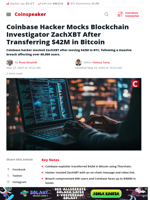 $42M Bitcoin Heist: Hacker Taunts ZachXBT