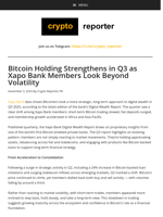 Bitcoin Holding Strengthens in Q3 as Xapo Bank Members Look Beyond Volatility
