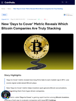 New 'Days to Cover' Metric Reveals Which Bitcoin Companies Are Truly Stacking