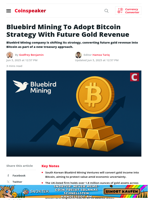 Bluebird Mining Plans to Buy Bitcoin With Gold Revenue