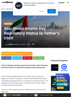 Abu Dhabi Grants Key Regulatory Status to Tether’s USDt | Live Bitcoin News