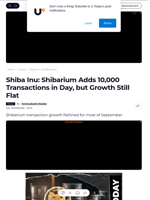 Shiba Inu: Shibarium Adds 10,000 Transactions in Day, but Growth Still Flat - U.Today