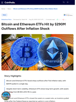 Bitcoin and Ethereum ETFs Hit by $290M Outflows After Inflation Shock