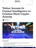 Tether Invests In Crystal Intelligence to Combat Illicit Crypto Activity