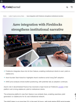 Aave integration with Fireblocks strengthens institutional narrative - CoinJournal