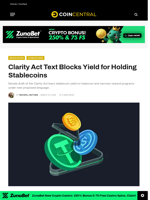 Clarity Act Text Blocks Yield for Holding Stablecoins - CoinCentral