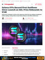 Solana ETFs Record First Outflows Since Launch as SOL Price Rebounds to $140 - Coinspeaker