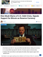 Elon Musk Warns of U.S. Debt Crisis, Signals Support for Bitcoin as Reserve Currency - TheNewsCrypto