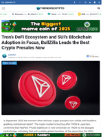Tron’s DeFi Ecosystem and SUI’s Blockchain Adoption in Focus, BullZilla Leads the Best Crypto Presales Now - TheNewsCrypto